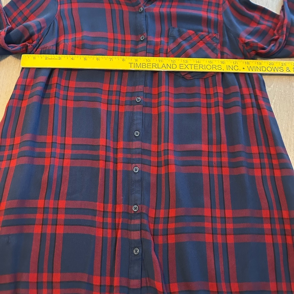 Isabel Maternity Women's Long Sleeve Button Down Shirt Plaid Sz Med Red & Blue - Picture 6 of 11